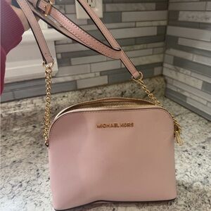 Michael Kors Pink Saffiano Crossbody with Gold Chain Strap